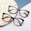 Anti Blue Light Cat Eye Prescription Eyeglasses Women Tea Frame Oval Nearsighted Glasses  Female 0 -0.5 -0.75 -1.0 To -6.0