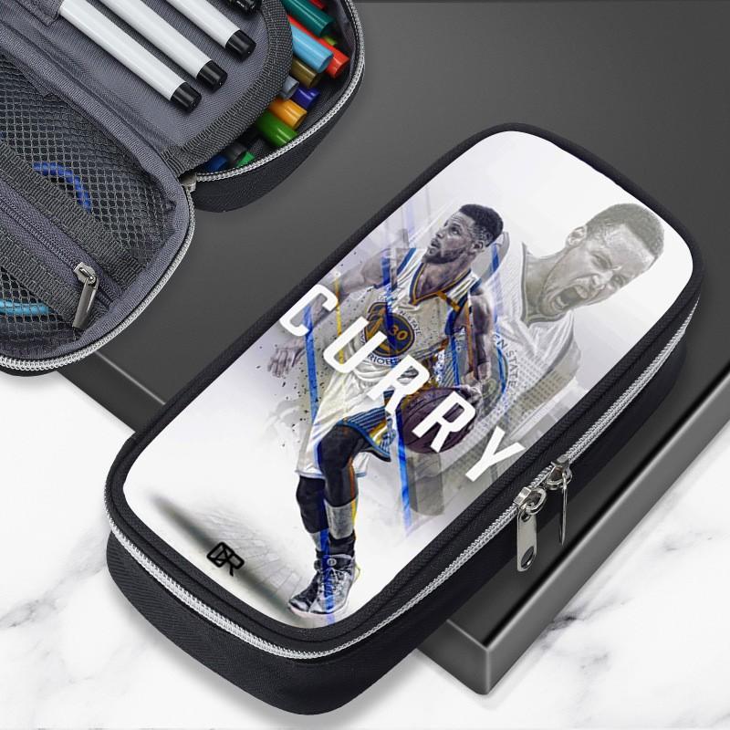 Cartoon NBA Basketball Star Stephen Curry Inspired Pencil Case Kids Boys Girls Large Capacity School Organizer