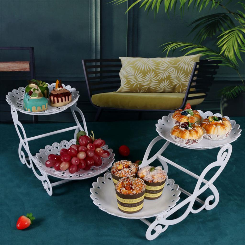 Metal Rod Fruit Plate Dessert Stand with Multiple Layers Detachable Cupcake Stand Holder 3 Tiers Cake Display Racks