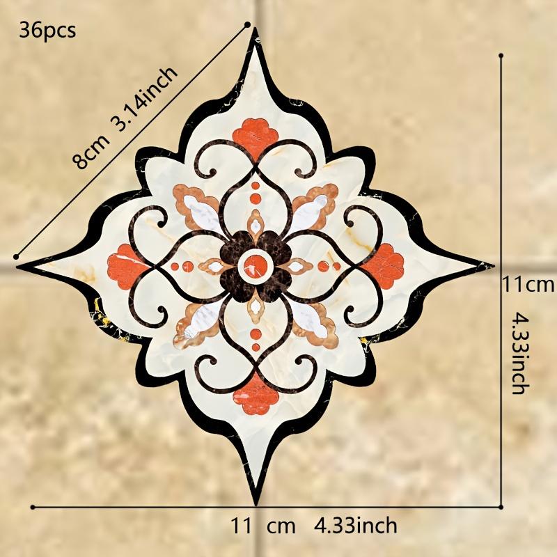 36PCS Bohemian Pattern Tile Diagonal Line Sticker, Self-adhesive Waterproof Living Room Dining Room Kitchen And Bathroom Floor Sticker