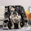 1Pc Bulldog Doberman Print Flannel Blanket, High Quality Comfortable for All Seasons, Home Decor, Warmth and Comfort, Perfect for Christmas Gifts