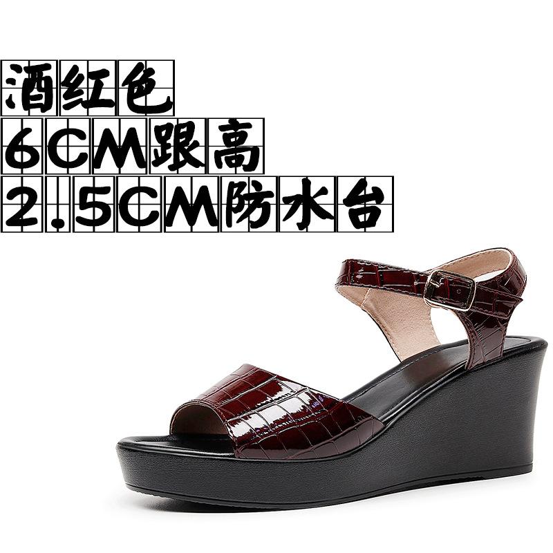 6cm 8cm 10cm Small Size 33-43 Comfortable Thick Platform Wedges Sandals 2025 Summer High Heels Shoes Bright Leather for Office