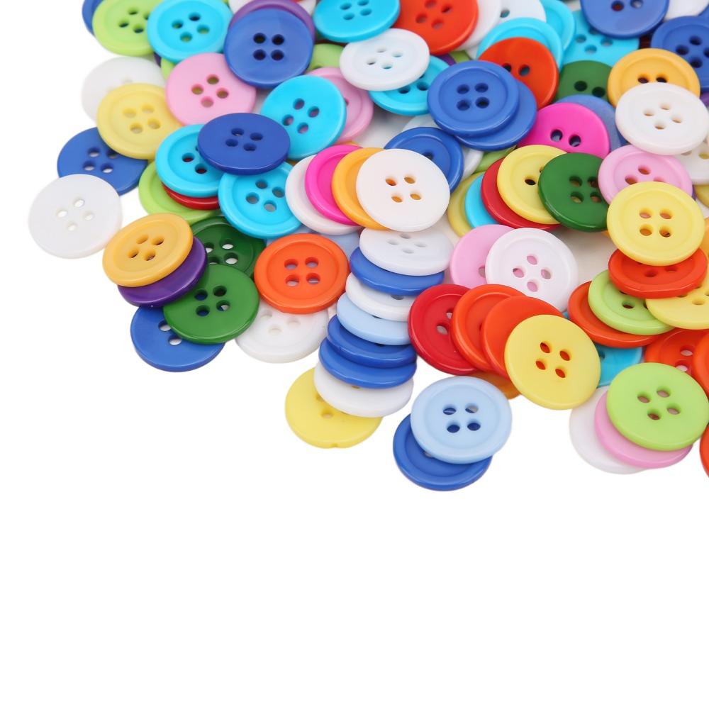 200pcs 15mm Round Resin Buttons Mixed Color Craft Buttons Random Plastic Buttons  DIY Projects