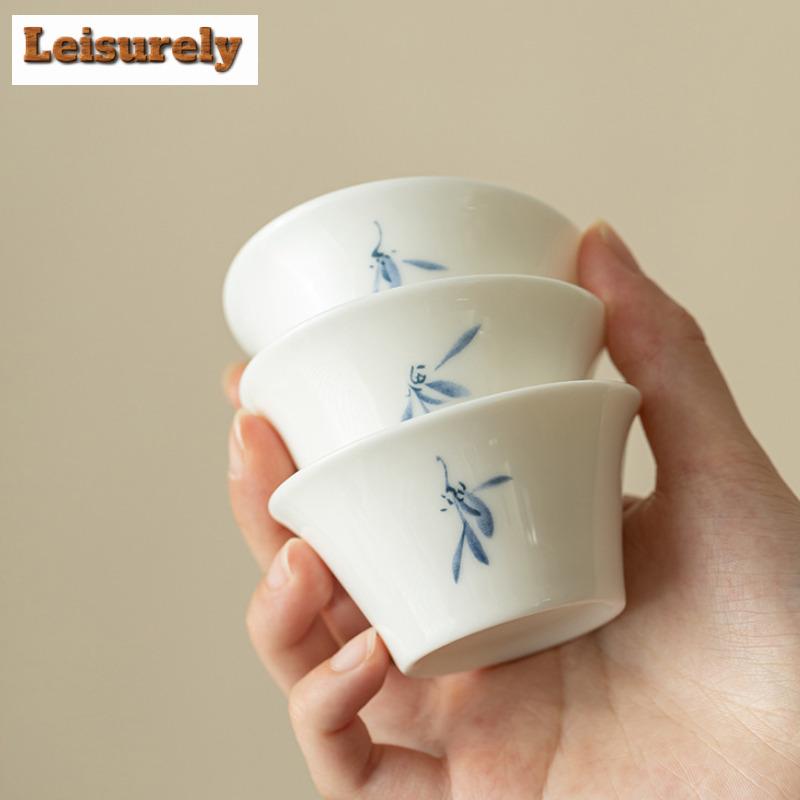 Ręcznie Rysowany Zestaw do Herbaty Orchidea Motylkowa Zen 1 Czarka 3 Filiżanki Czajnik do Herbaty Zestaw do Herbaty Przenośny Podróżny Skórzana Torebka Ręczna Chiński Zestaw do Herbaty Prezent