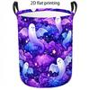 1pc Laundry Basket, Whimsical Ghost And Starry Galaxy Pattern Dirty Clothes Hamper, Foldable Fabric Storage Organizer with Reinforced Handles, Relaxin