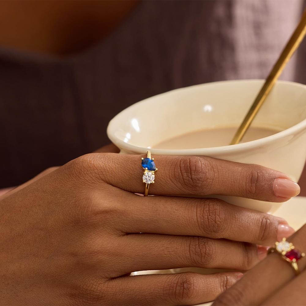 Wedding Proposal Anniversary Custom Birthston Diamond Rings For Women Stainless Steel Gold Color Waterproof Jewelry Birth Gift