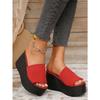 Women’s Knit Open-Toe Platform Slide Sandals Round Toe Summer Shoes
