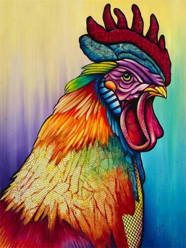 Pictură cu diamant complet rotund, cocoș, găină, pui, broderie cu diamante, cu punct de cruce, mozaic, imagine cu stras pentru decorarea casei
