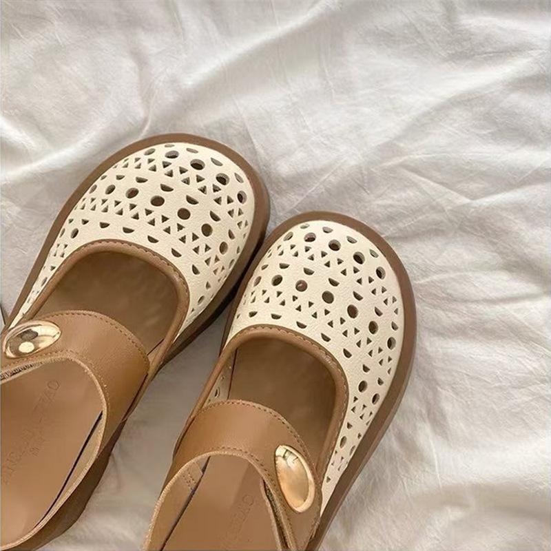 2025 vară nouă geantă de cap geantă toc sandale goale pentru femei cu vârf rotund, cu talpă groasă tip brioșă, papuci de casă casual