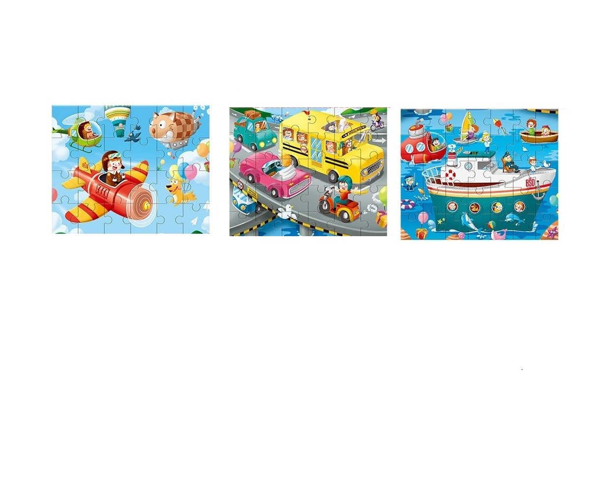 

CHuxin Step-Up Jigsaw Puzzle, Advanced Transportation Puzzle, 243035 Piece Set, Educational Toy for Kids (STEP 3 - Vehicles (Airplane + Car + Boat))