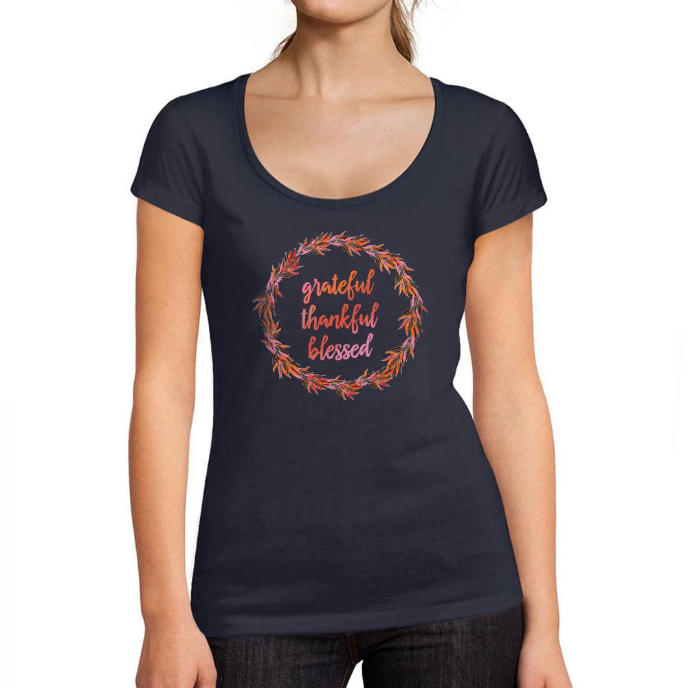 Ultrabasic Femme Graphique Grateful Thankful Blessed T-shirt Action De Graces Xmas Cadeau Idees Tee