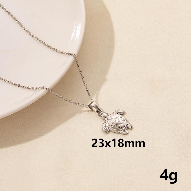 1Pc Stainless Steel Animal Starfish Turtle Octopus Seahorse Pendant Necklaces Vintage Summer Conch Shell Women Collar Jewelry