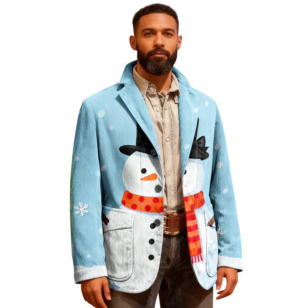 Giacca Cardigan da Uomo Brutta Natalizia in Velluto a Coste Calda con Tasche Abito Casual da Uomo