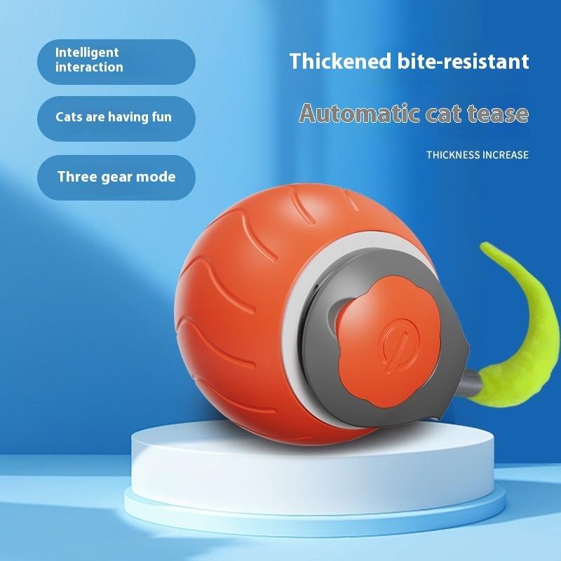 Interactive Cat Toys Ball Automatic Rolling Ball Faux Tail Rechargeable Smart Pet Electric Toy Dog Cat Training Imitate Mouse