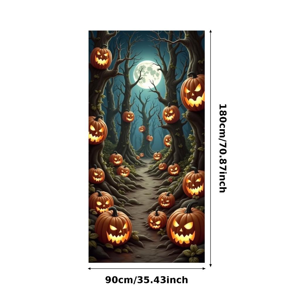 Jack O Lantern Banner Starry Sky Forest Theme Banner Pumpkin Banner Halloween Theme Spooky Decoration For Autumn Celebration