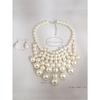 European and American Handmade Pearl Fringed Necklace Earrings Set Luxury Pearl Jewelry Set