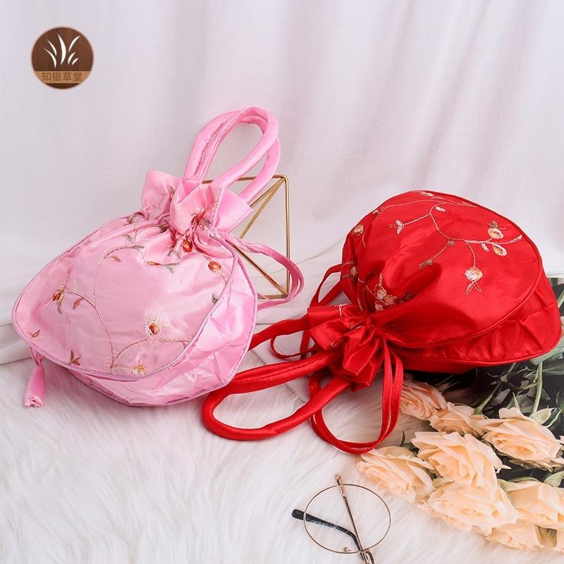 Unsichtbare Tragetasche Retro Kordelzug Stickerei Rucksack Schmuck Zugbeutel Schmuckring Leere Tasche Aufbewahrungstasche