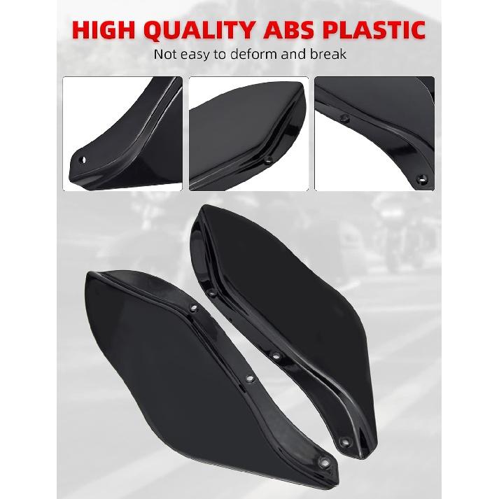 Amazicha Schwarze Verkleidungs-Luftabweiser Seitenflügel Windschutzscheiben-Seitenabdeckung Schild Kompatibel für Harley Davidson Street Glide Electra Glide Tri Glide