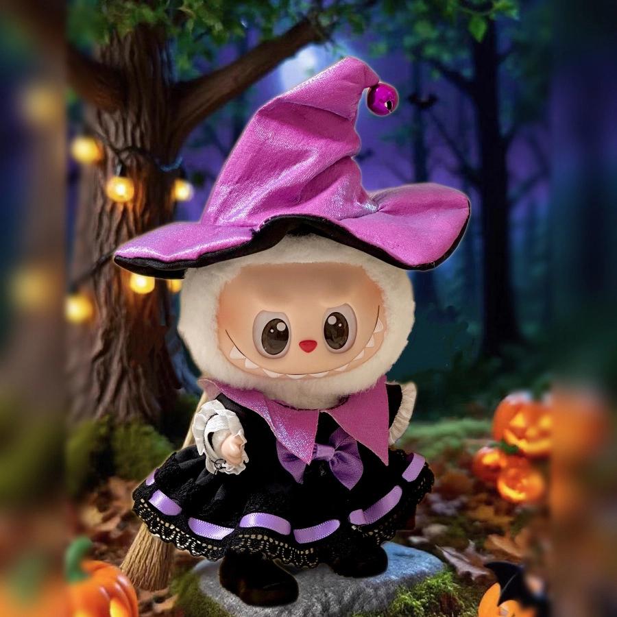Cute Only Clothing for Labubu Halloween Magical Witch Doll Costume Posture 17cm Vinyl Doll Changing Doll Accessories Toy Gift