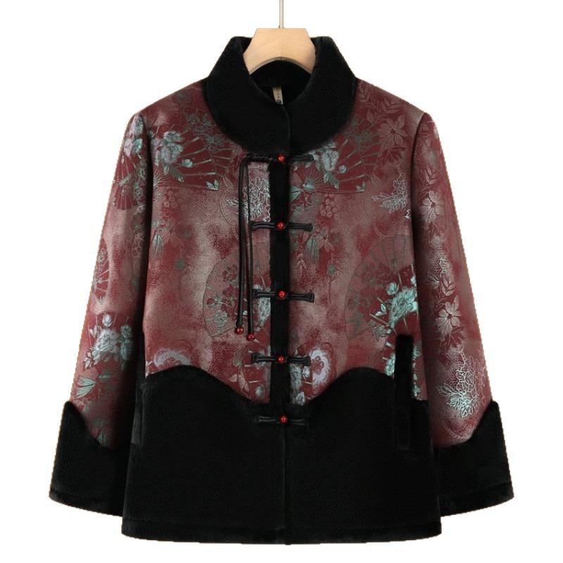 Winter Fur All-in-one Coat Coat Old Lady Fleece Warm Top Old Grandma Clothes Old Man Winter