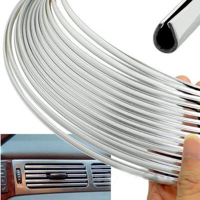 6mm 3m Chrome Silver Car Auto Styling Moulding Strip Tape Protective Trim Decoration Soft PVC Universal For Truck