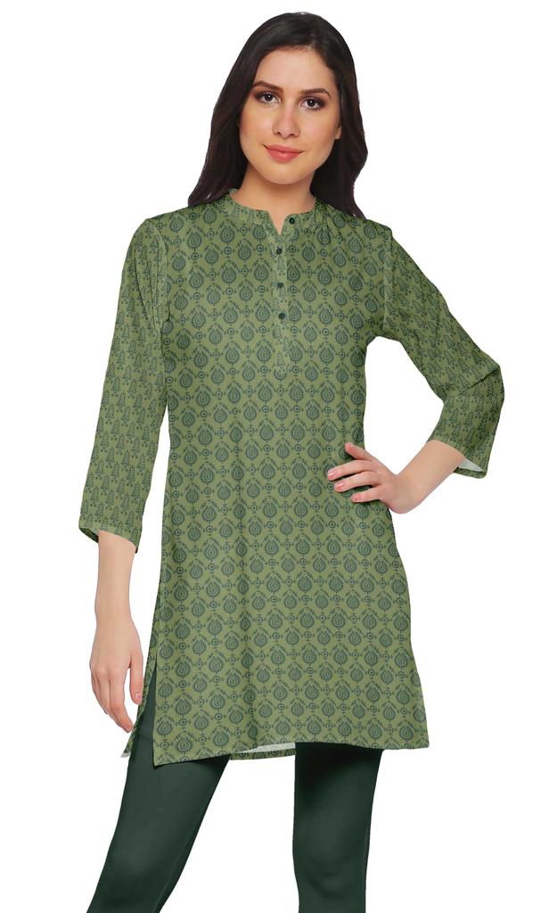Moomaya Printed Side Slit Short Kurta Tunic For Women Summer Wear Ladies