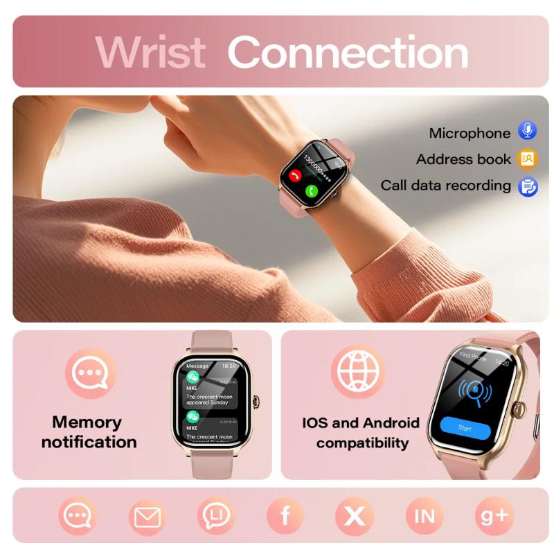 2025 New Voice Call Smartwatch 24 Hour Health Monitor 100+ Sports Modes Bluetooth Smartwatch for Men Women 2.01 Display