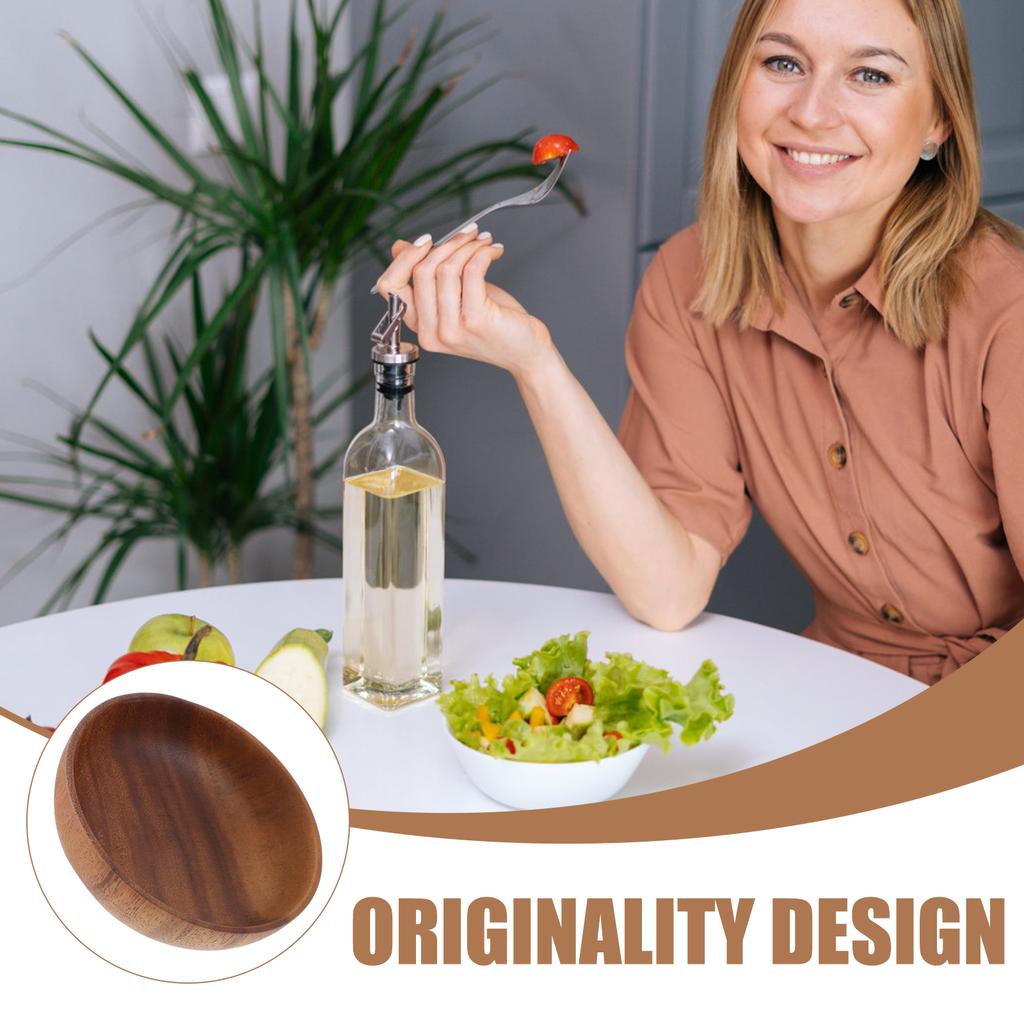 1Pc Acacia Wood Plate Salad Bowl Food Serving Fruit Dinner Snack Restaurant Home Bowls Plates Kitchen Dining Bar
