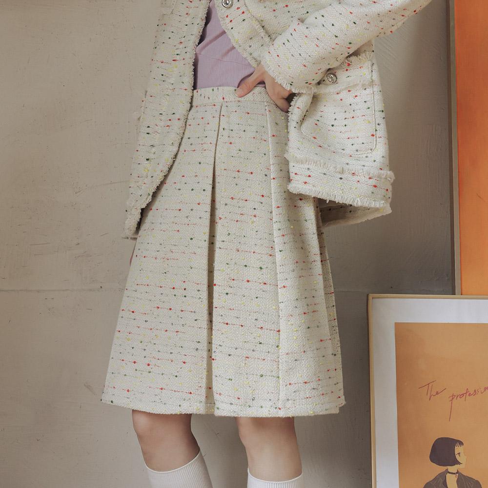 Deondeulob Dd_White Wool Tweed Skirt