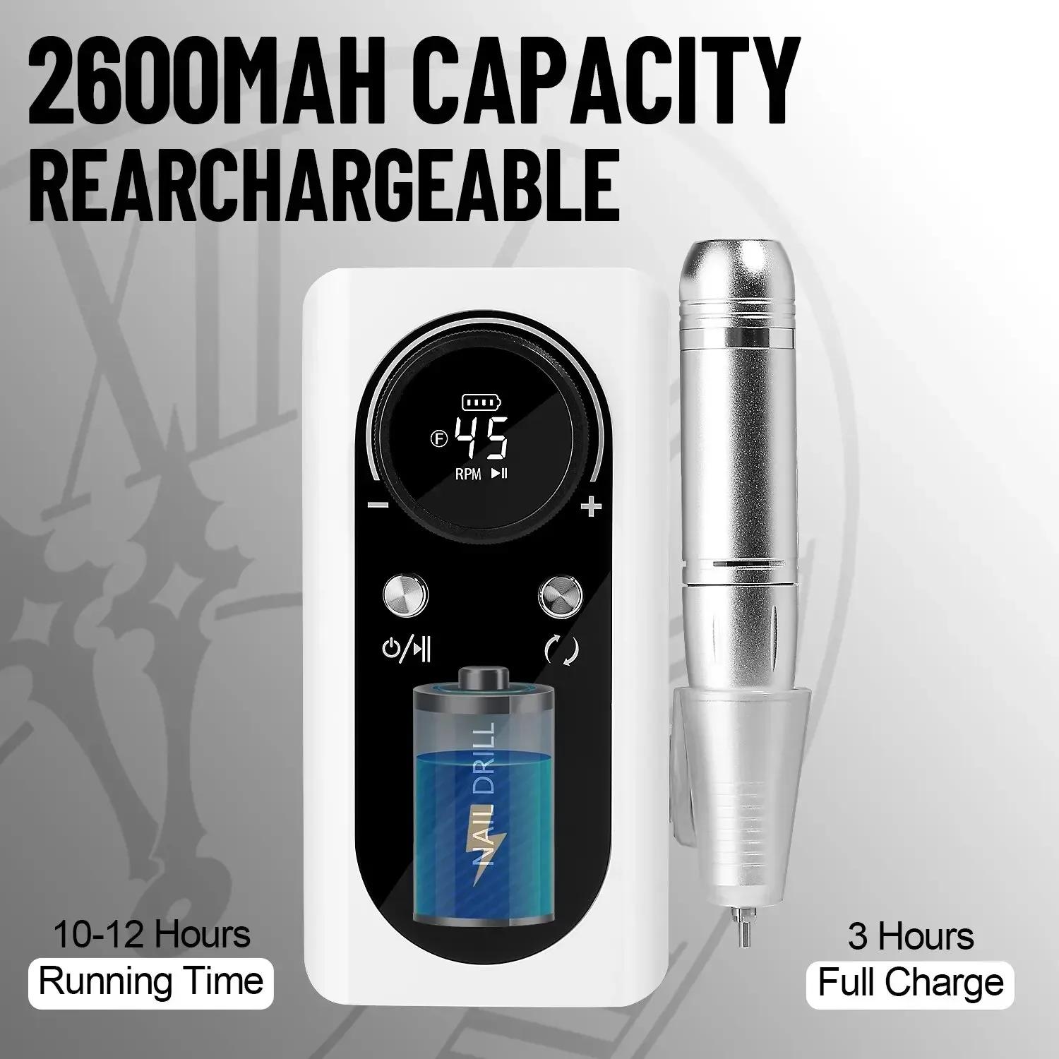 

45000 об/мин фрезер для ногтей электрическая портативная пилка для ногтей перезаряжаемая шлифовальная машинка для ногтей для домашнего маникюрного салона для полировки гелевых ногтей розовый