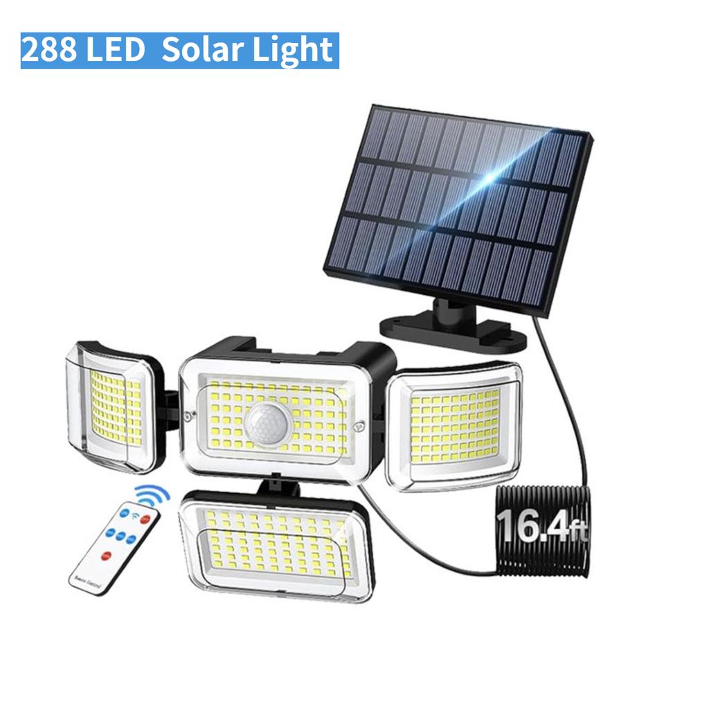1/2/4PC Solar Outdoor Lights with 288LED Motion Sensor Lights 4 Modes Waterproof 4 Head Solar Security Wall Lamp for Yard Garden