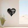 Heart Cross Black Iron Wall Art Religious Sculpture Durable Indoor Outdoor Faith Decor Gift for Home Church