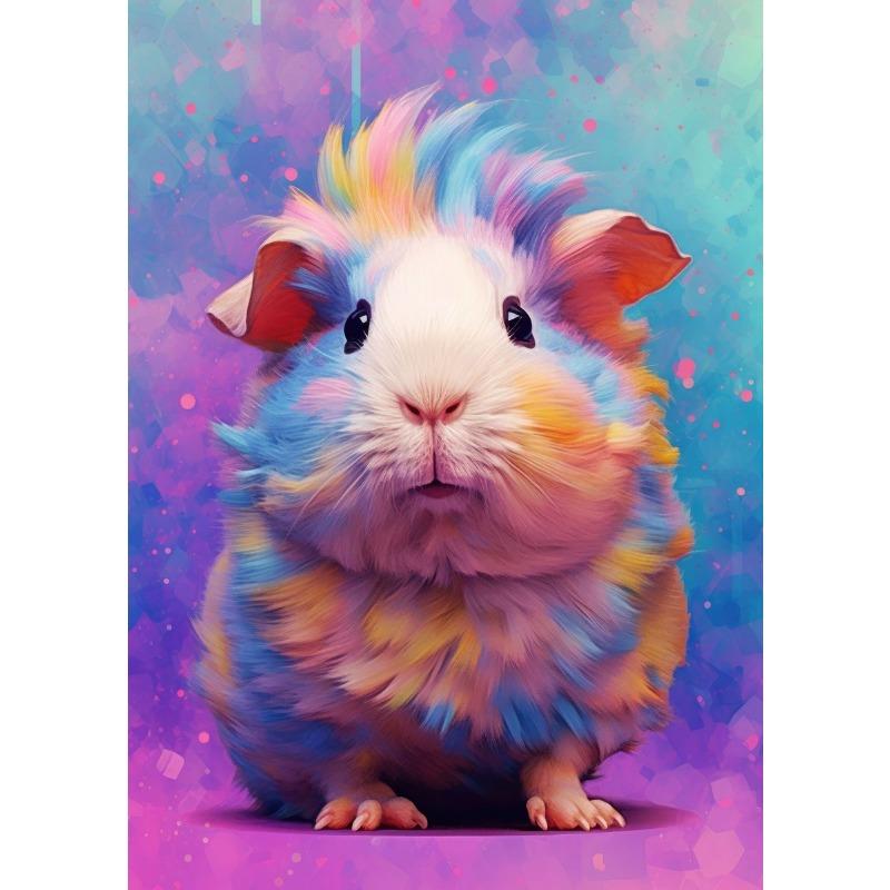 Abstract Colourful Cute Animal Guinea Pig Poster Print Modern Canvas Painting Wall Art for Living Room Home Decor Mural