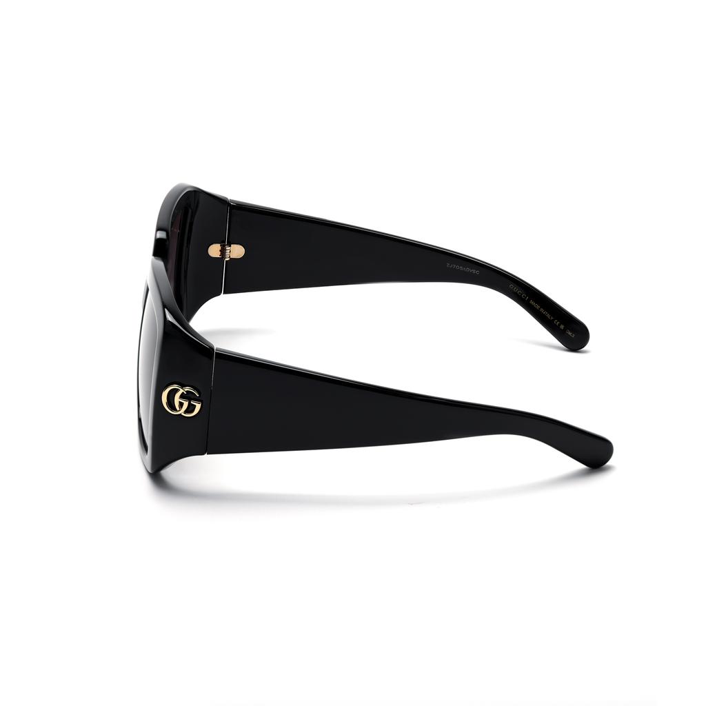 Gucci Logo Irregular Shape Sunglasses Men Sunglasses Black GG1402S001