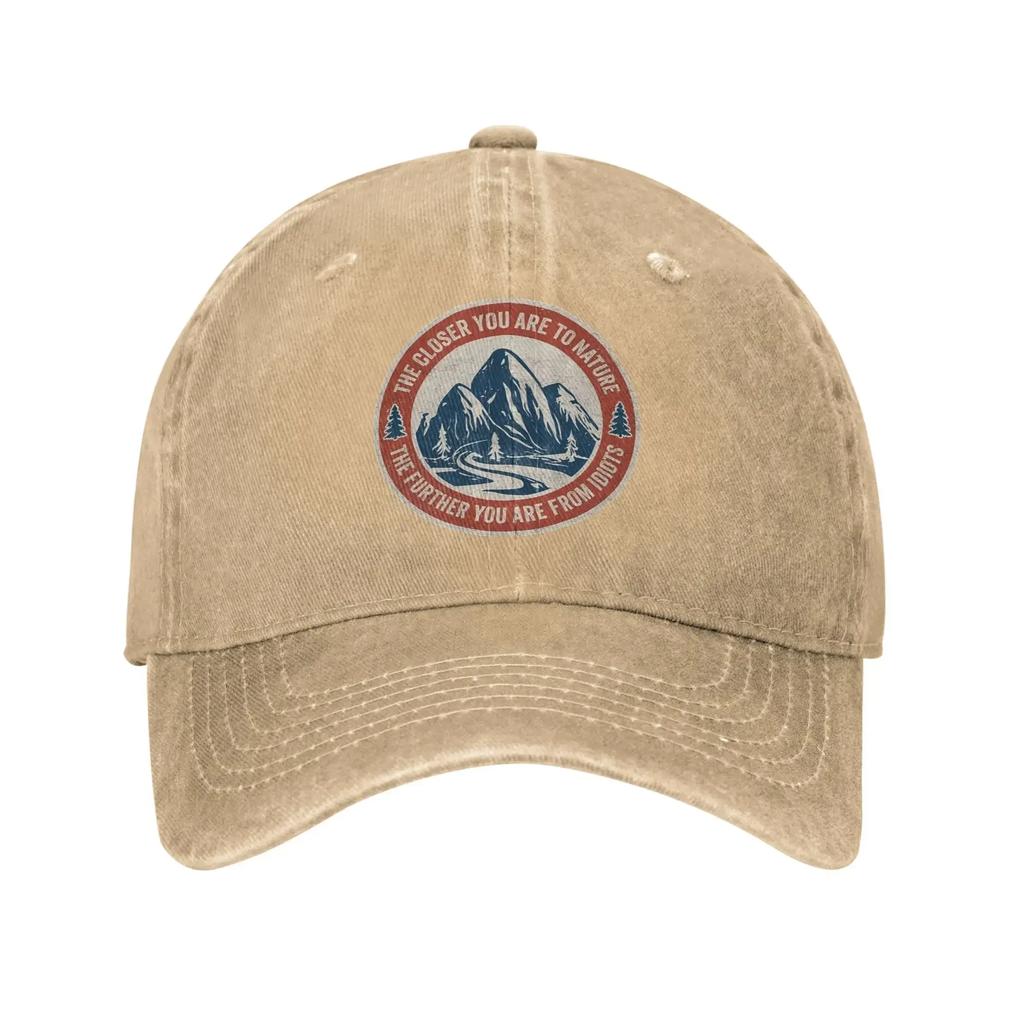 Summer Funny Hiking Mountain Baseball Cap Sun High Quality Design Washed Trucker Hat Unisex Unisex Retro Outdoor Sport Cap