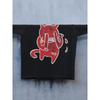 Europäische Größen Herren Lockeres Grafik-T-Shirt - Kräftiger Roter Teufel und Flammen-Print Street Style Kurzarm Rundhals Freizeit-Shirt