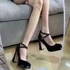 Retro Mary Jane Shoes Black Thick Heel High Heels Women's Autumn and Winter New Temperament Single Shoes
