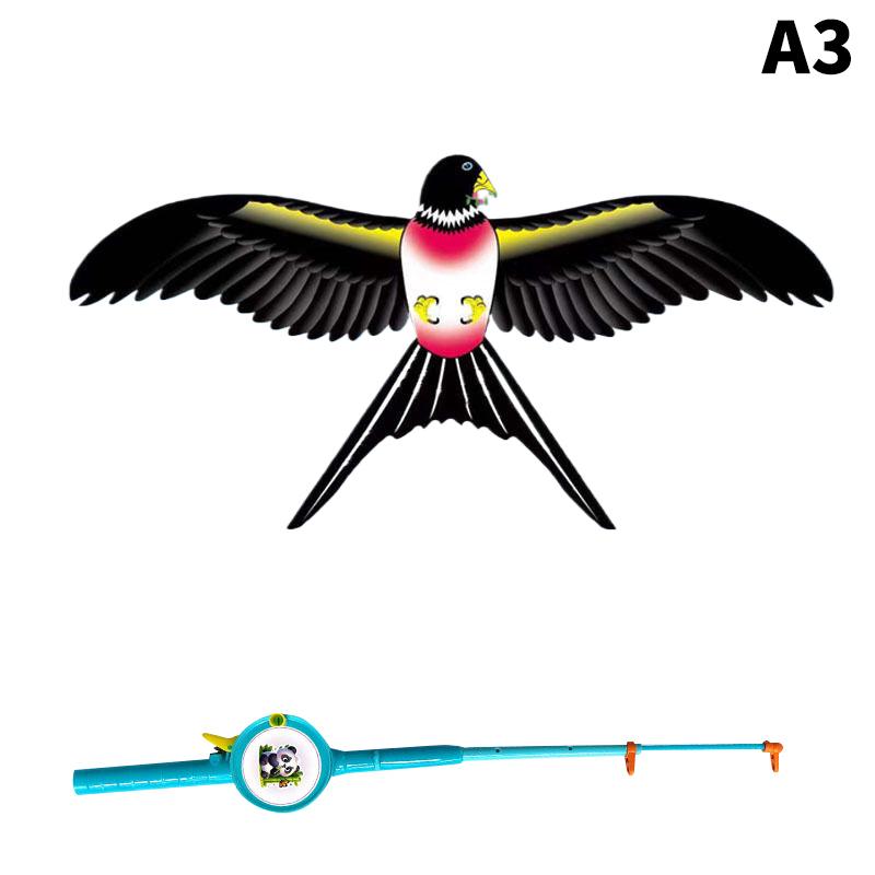 Children Kite Toy Cartoon Eagle Foldable Mini Plastic Toys Kite Hand Brake Fishing Rod Butterflies Movable Wings Outdoor Toy