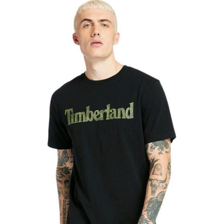 Timberland Outdoor Casual Sports Printed Breathable Short Sleeve T-Shirt Men Tops Black A2593-001