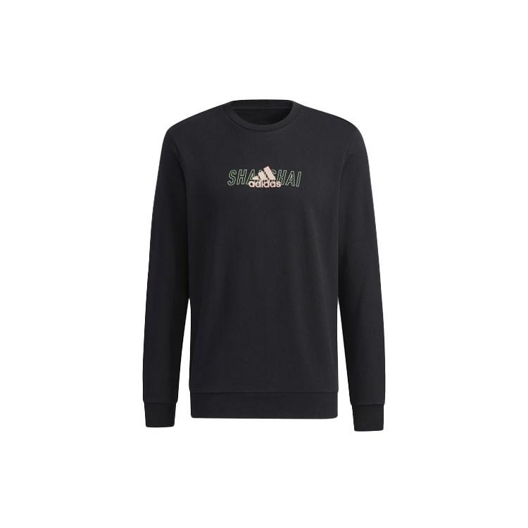 adidas Sh City Lines C Sports Training Printing Alphabet Round Neck Pullover Black Men s GS2221 S
