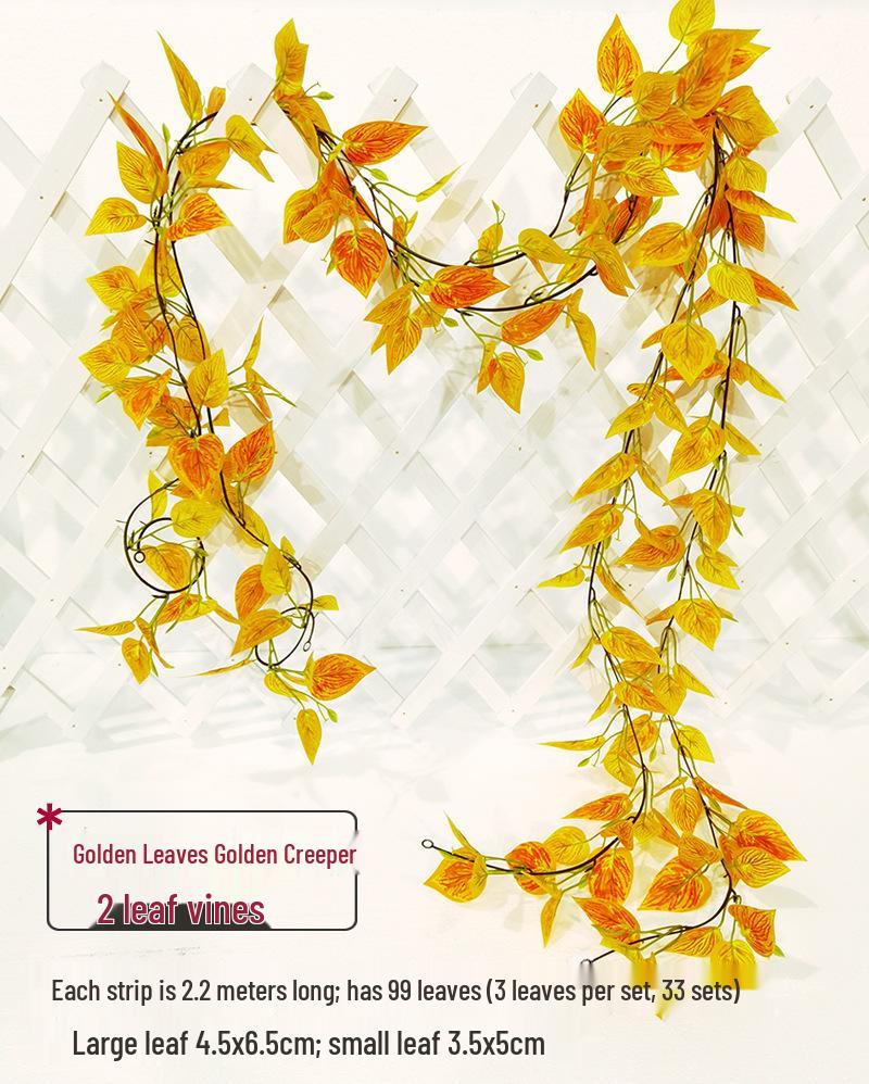Artificial Red Maple Leaves Pothos Vine: Wall or Ceiling Hanging, Climbing Decorative Greenery
