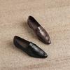 Krazing Pot Sheepskin Round Toe Low Heels Summer Shoes Big Size 42 Retro Fashion Slip On Stones Prints Women Deep Mouth Pumps