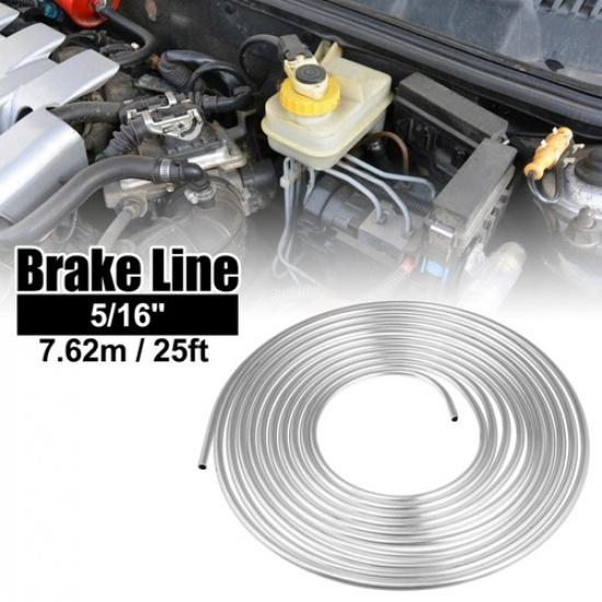5/16" Car Brake Line Tubing 25ft Tubing Coil for Transmission System Silver Tone