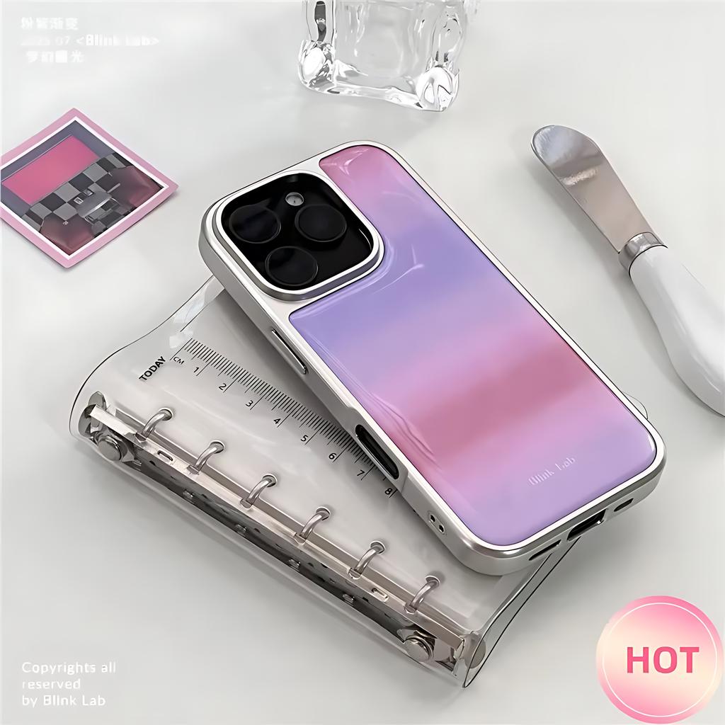Pink Purple Blending Phone Case for iPhone 17 16e 16 15 14 13 12 11 Air Pro Max X XR XSMAX 8 7 Plus Luxury Clear Soft Back Cover