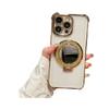 Four Corner Plating Is Suitable for Apple 16PRO Flash Powder Mirror Mobile Phone Case Iphone12/11 Ring Support Protective Cover