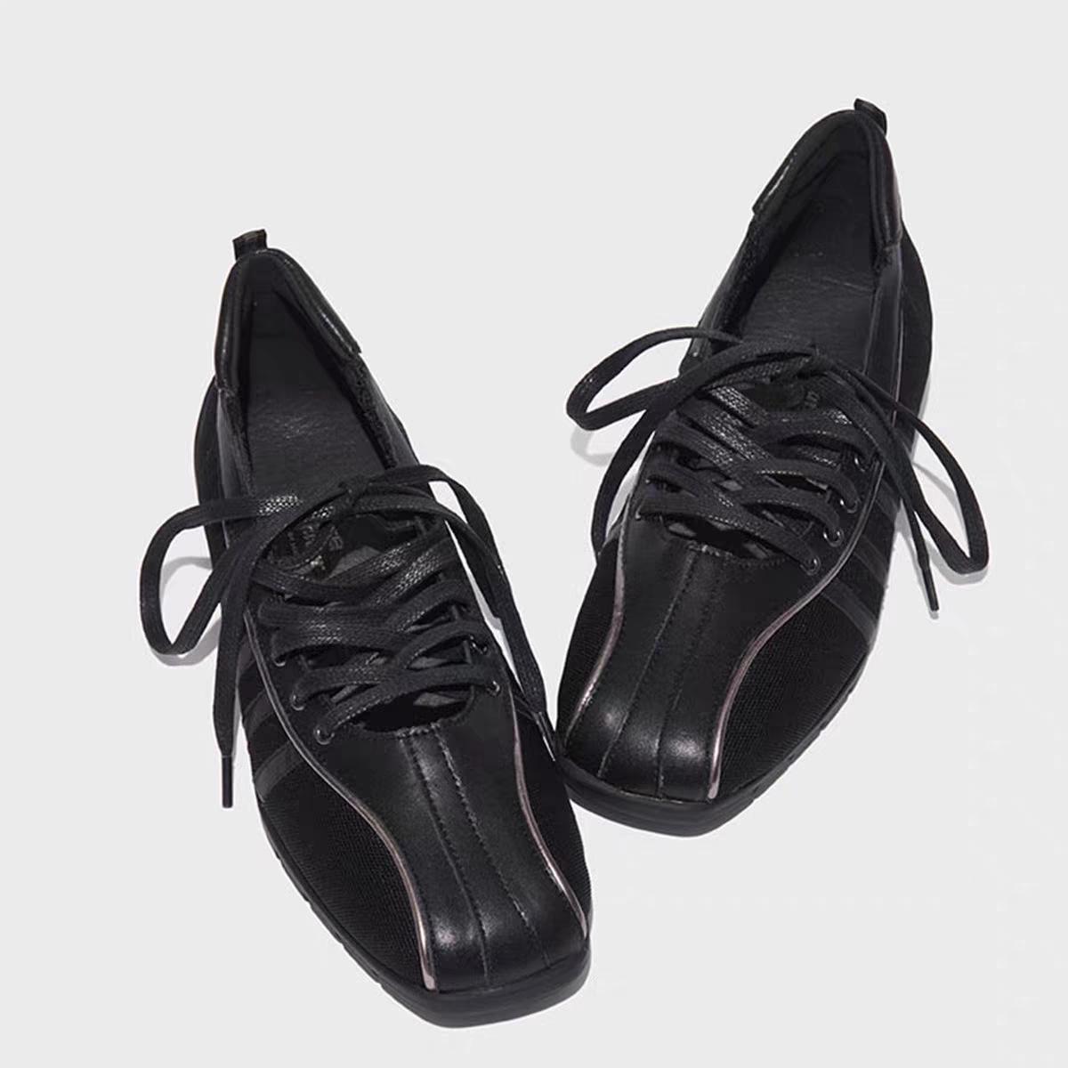 

Нишевые белые балетки на шнуровке для женщин - 2025 Весенне-осенние повседневные туфли Мэри Джейн 35 чёрный