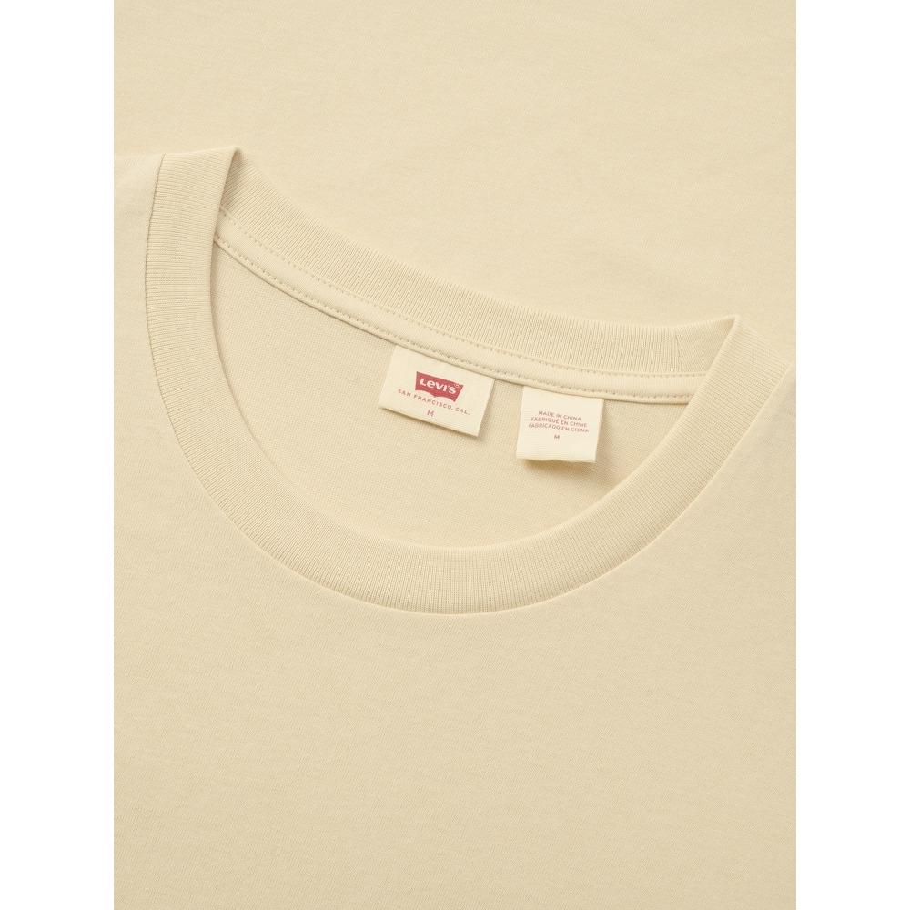 Levis Loose Casual Simple Logo Ribbed Round Neck Short Sleeve T-Shirt Unisex Tops Light-Brown 002U3-0003
