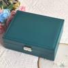 High-End Leder Doppelschichtige Schmuckschatulle Halskette Ring Schmuck Ohrstecker Display Schmuckaufbewahrungsbox mit Schloss