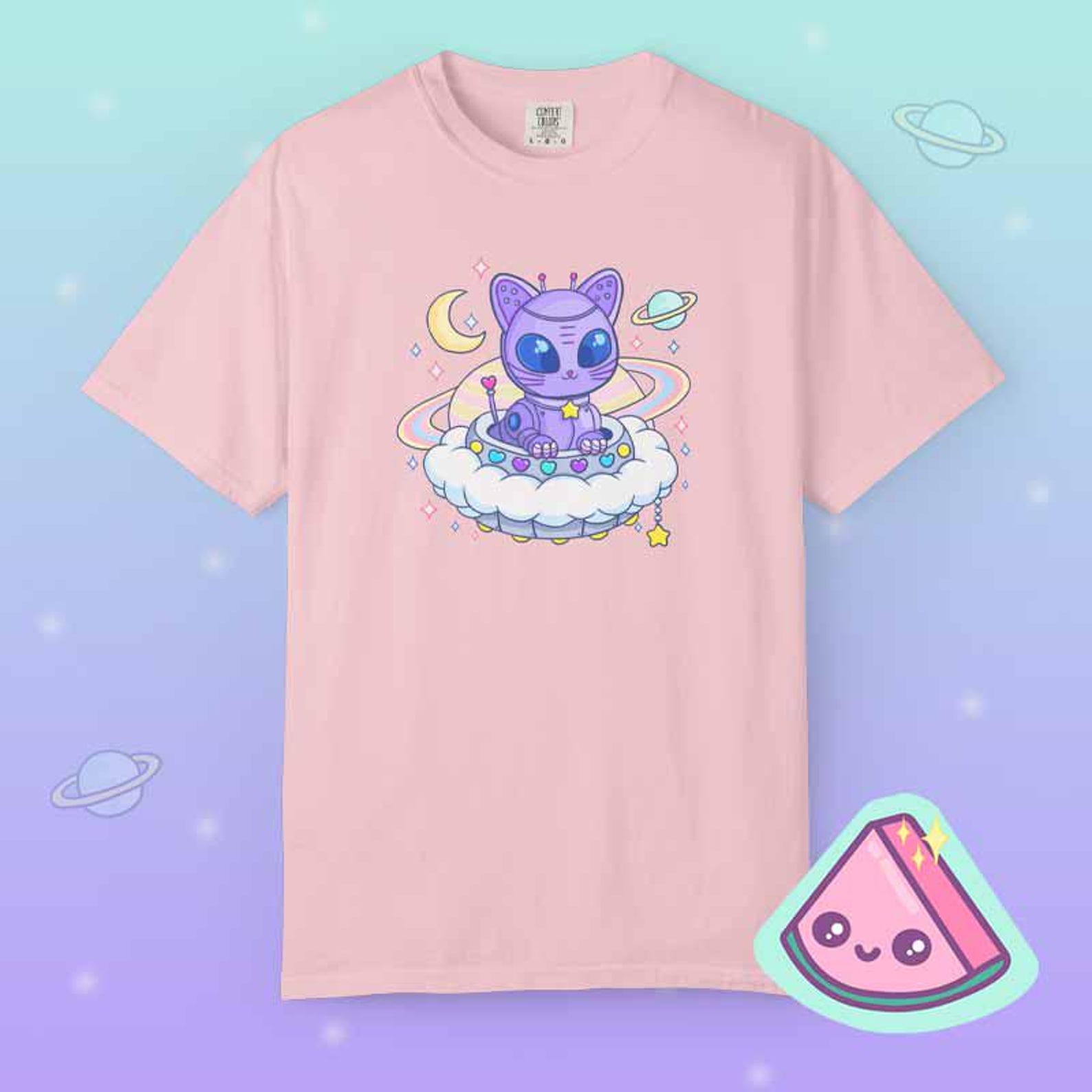 Alien Cat Shirt | Kawaii Shirt | Space Cat Tee | Pastel Graphic Tee | Cute Cat Shirt XL