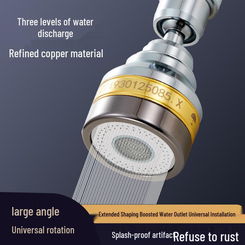 Splash-Proof Copper Kitchen Faucet Extension Nozzle with Pressurized Shower Head Aerator